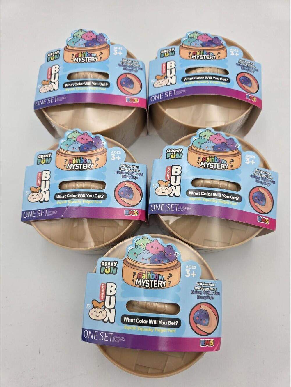 5-Pack Crazy Fun Rainbow Mystery Squishy Dumpling Fidget Toy Sensory Ages 3+